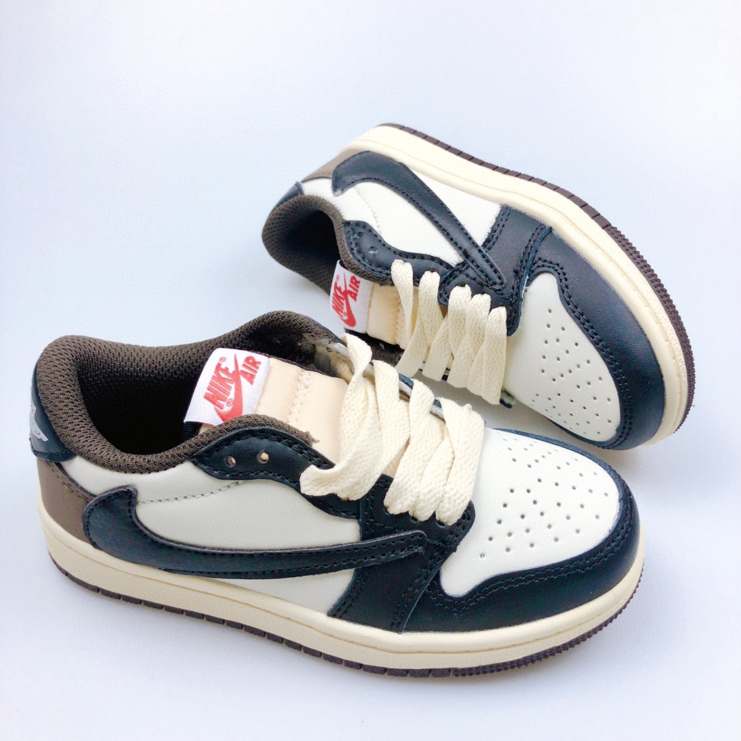 Youth Running Weapon Air Jordan 1 x Travis Scott Navy/White/Brown Shoes 014